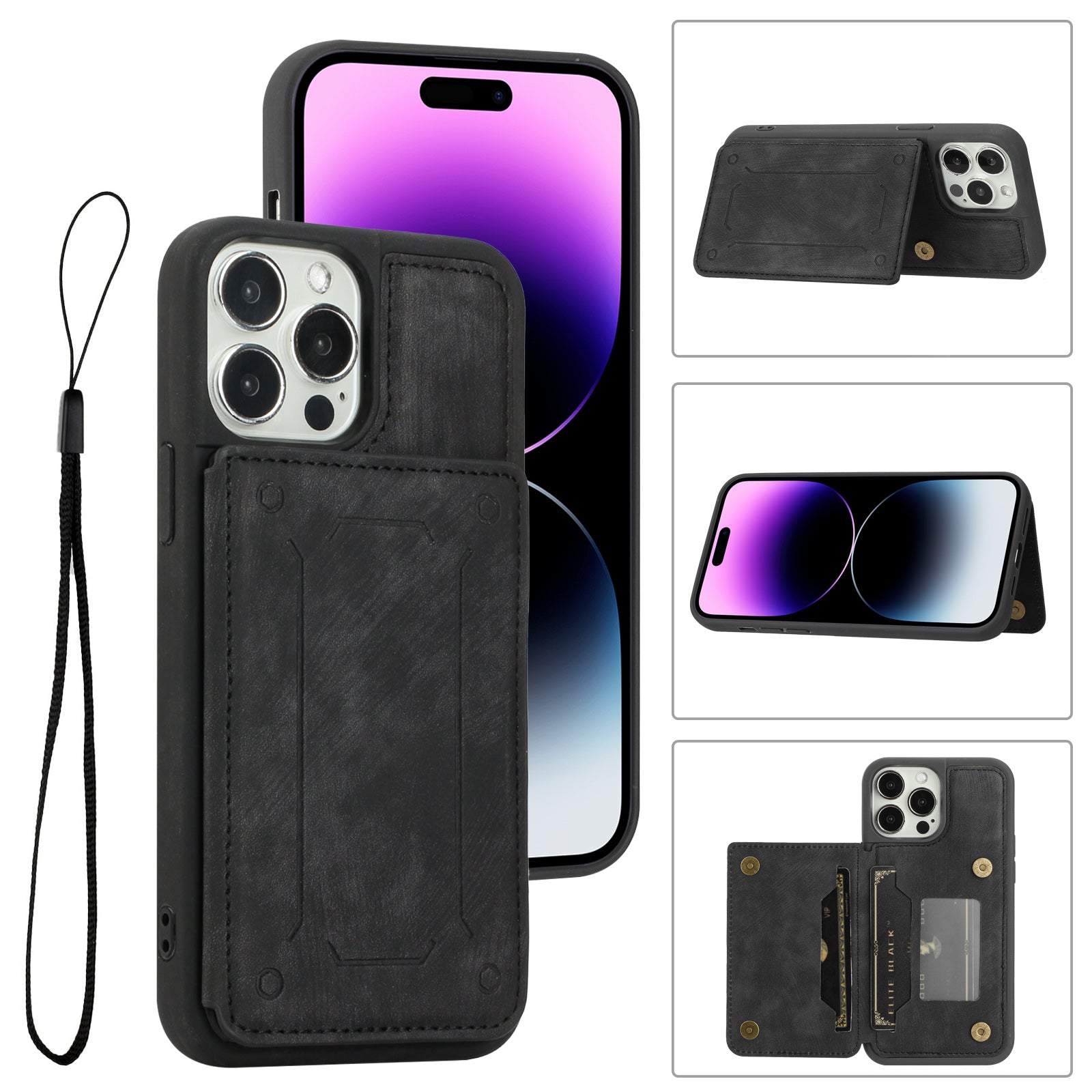 For iPhone 14 Pro Bump Proof PU Leather Coated TPU Phone Case Dual Card Holder Kickstand Magnetic Cover For iPhone 14 Pro Bump Proof PU Leather Coated TPU Phone Case Dual Card Holder Kickstand Magnetic Cover